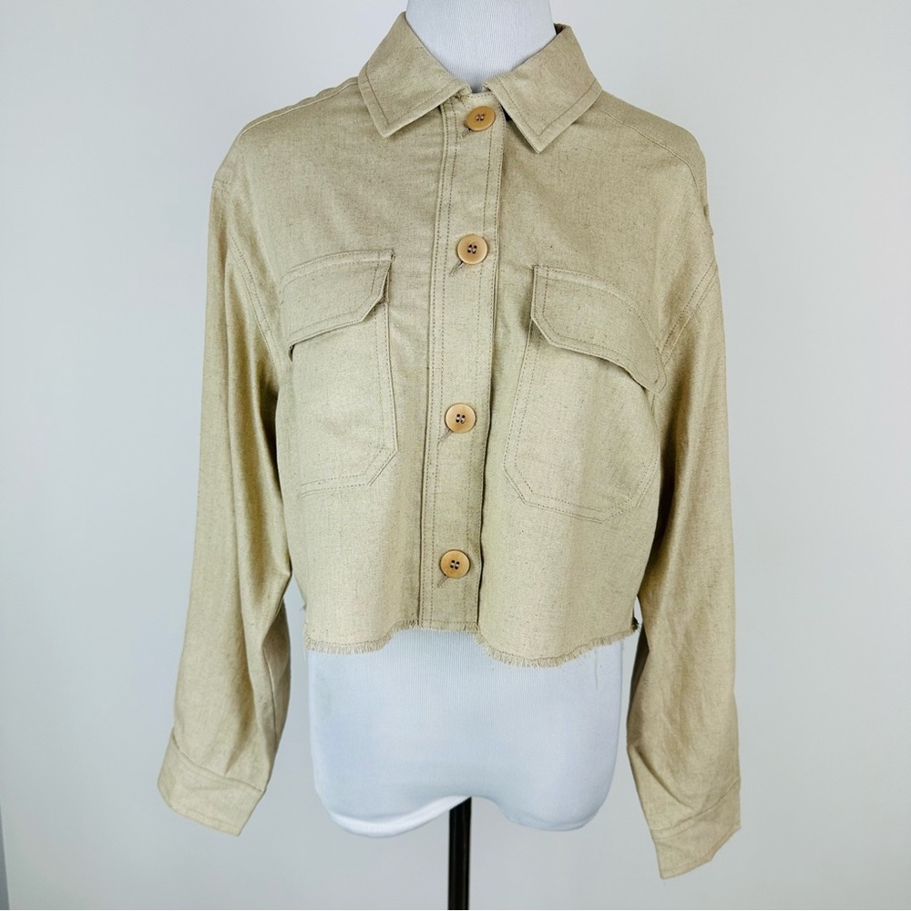 ZARA Neutral Lightweight Cropped Jacket Size Small